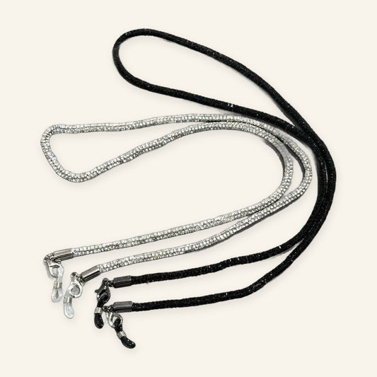 Denoon London Rhinestone Glasses Chain – silver-tone (shown with gold-tone) – view 1