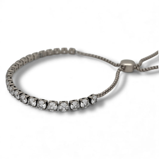 Adjustable Tennis Bracelet – Stainless Steel, Silver, Gold or Rose Gold – Denoon London – view 2