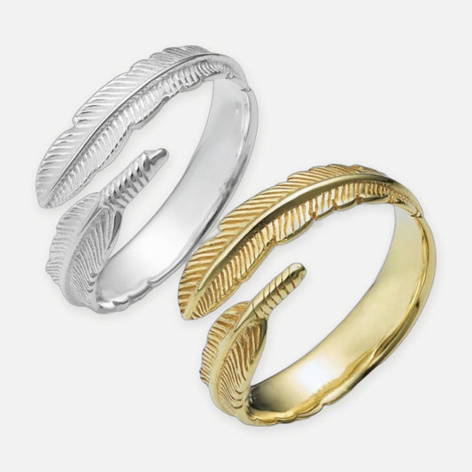Denoon London Feather Ring – silver-tone (shown with gold-tone) – view 2