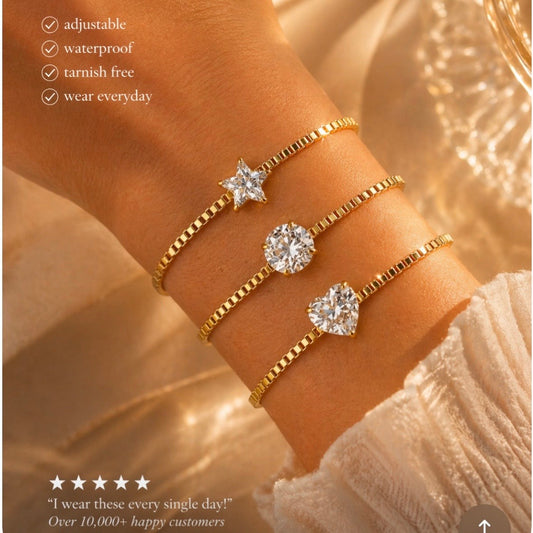 Denoon London Crystal Bracelet with Extender – silver-tone (shown with gold-tone) – view 1