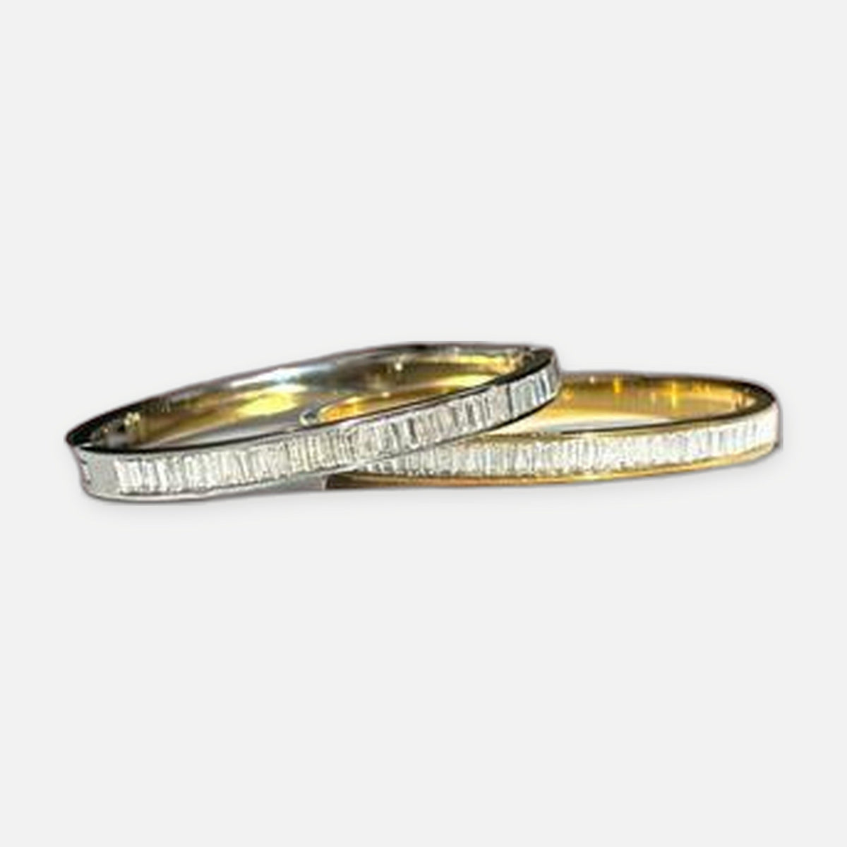 Denoon London Baguette Crystal Bangle Bracelet – gold-tone (shown with silver-tone) – view 1
