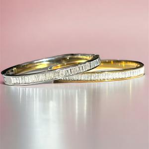 Denoon London Baguette Crystal Bangle Bracelet – gold-tone (shown with silver-tone) – view 2