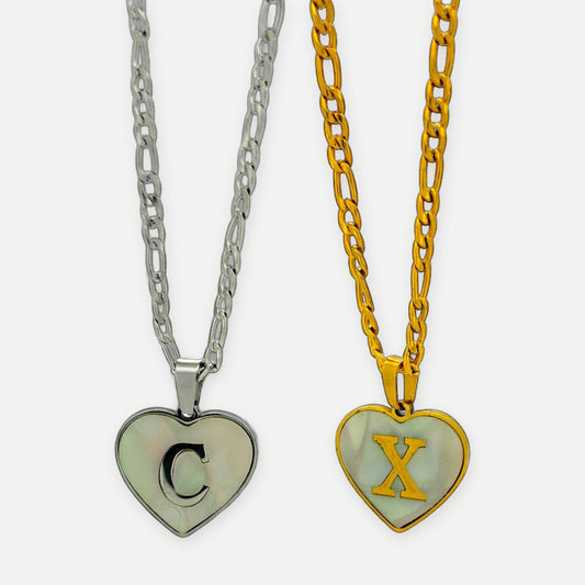 Denoon London Initial Heart Necklace – silver-tone (shown with gold-tone) – view 2