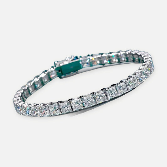 Denoon London Square Cut Tennis Bracelet, gold-tone – view 1 (shown in silver-tone)