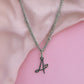Cursive Initial Necklace with Heart – Silver Stainless Steel – Denoon London – view 4