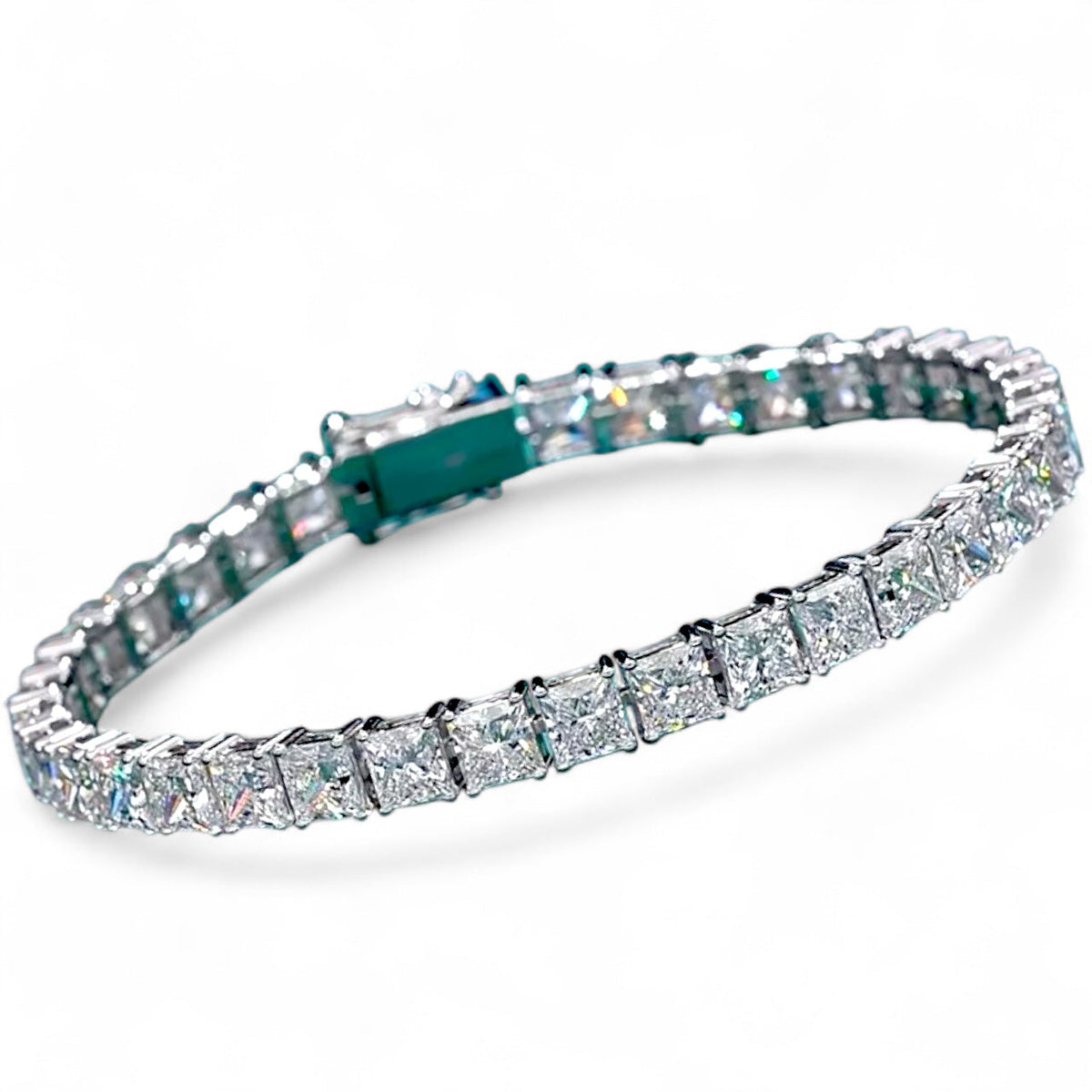 Denoon London Square Cut Tennis Bracelet, gold-tone – view 3 (shown in silver-tone)