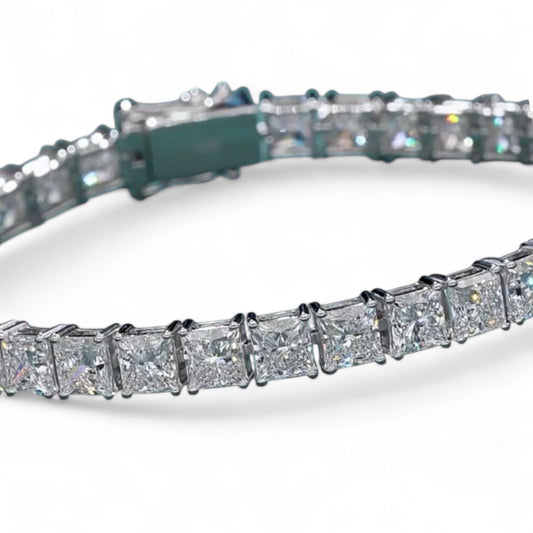 Denoon London Square Cut Tennis Bracelet, gold-tone – view 2 (shown in silver-tone)