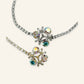 Denoon London Crystal Flower Bracelet with Diamanté – gold-tone (shown with silver-tone) – view 2