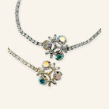 Denoon London Crystal Flower Bracelet with Diamanté – silver-tone (shown with gold-tone) – view 1