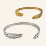 Denoon London Double Feather Bangle – gold-tone (shown with silver-tone) – view 1
