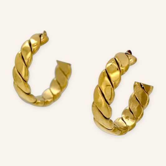 Denoon London Chunky Twisted Hoop Earrings, gold-tone – view 1