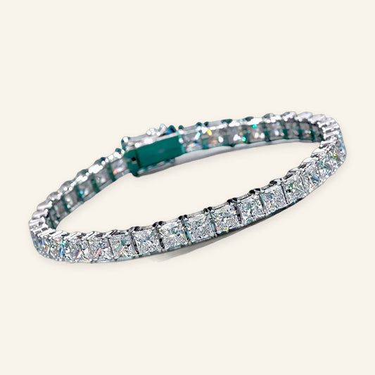 Denoon London Square Cut Tennis Bracelet, silver-tone – view 1