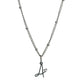 Cursive Initial Necklace with Heart – Silver Stainless Steel – Denoon London – view 5