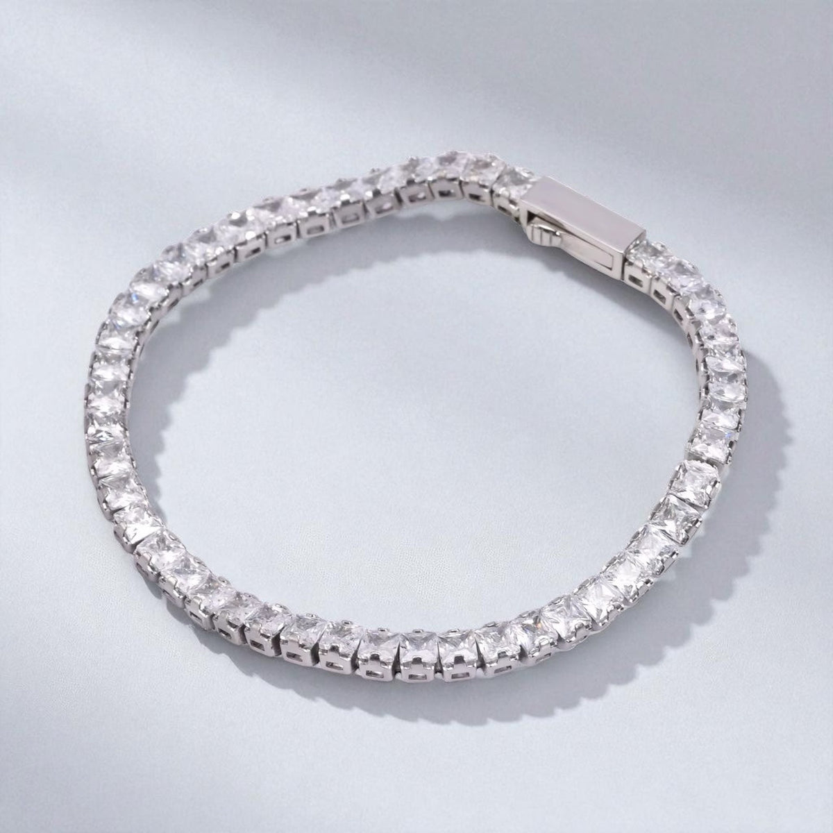 Denoon London Square Cut Tennis Bracelet, gold-tone – view 4 (shown in silver-tone)