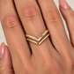 Stainless Steel Wishbone Stacking Ring in Gold – Adjustable