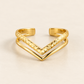 Stainless Steel Wishbone Stacking Ring in Gold – Adjustable