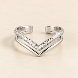 Stainless Steel Wishbone Stacking Ring in Silver – Adjustable
