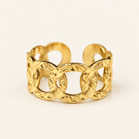 Stainless Steel Chain Link Ring in Gold – Adjustable