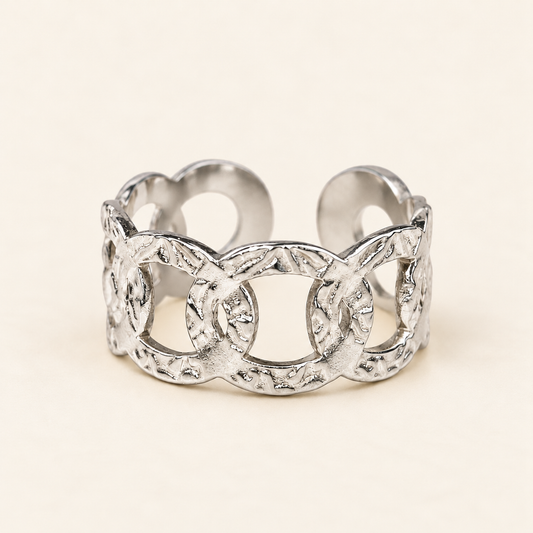 Stainless Steel Chain Link Ring in Silver – Adjustable