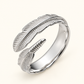 Stainless Steel Feather Ring in Silver – Adjustable Free Size