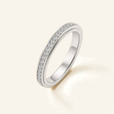 Denoon London silver-tone crystal spinner fidget ring, flat lay
