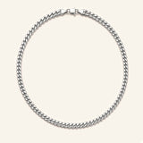 Denoon London silver-tone Cuban link chain necklace 7mm, 55cm, flat lay