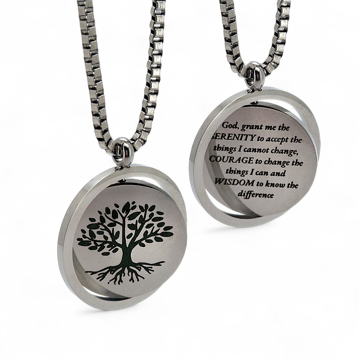 Denoon London Serenity Prayer Necklace, silver-tone – view 1