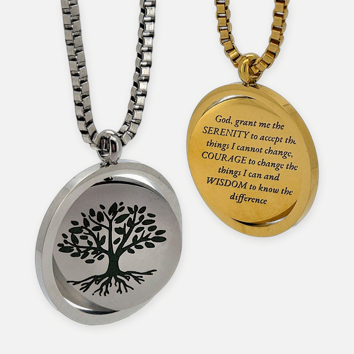 Denoon London Serenity Prayer Necklace – silver-tone (shown with gold-tone) – view 3