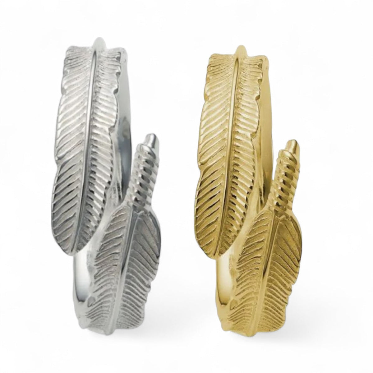 Denoon London Feather Ring – gold-tone (shown with silver-tone) – view 2