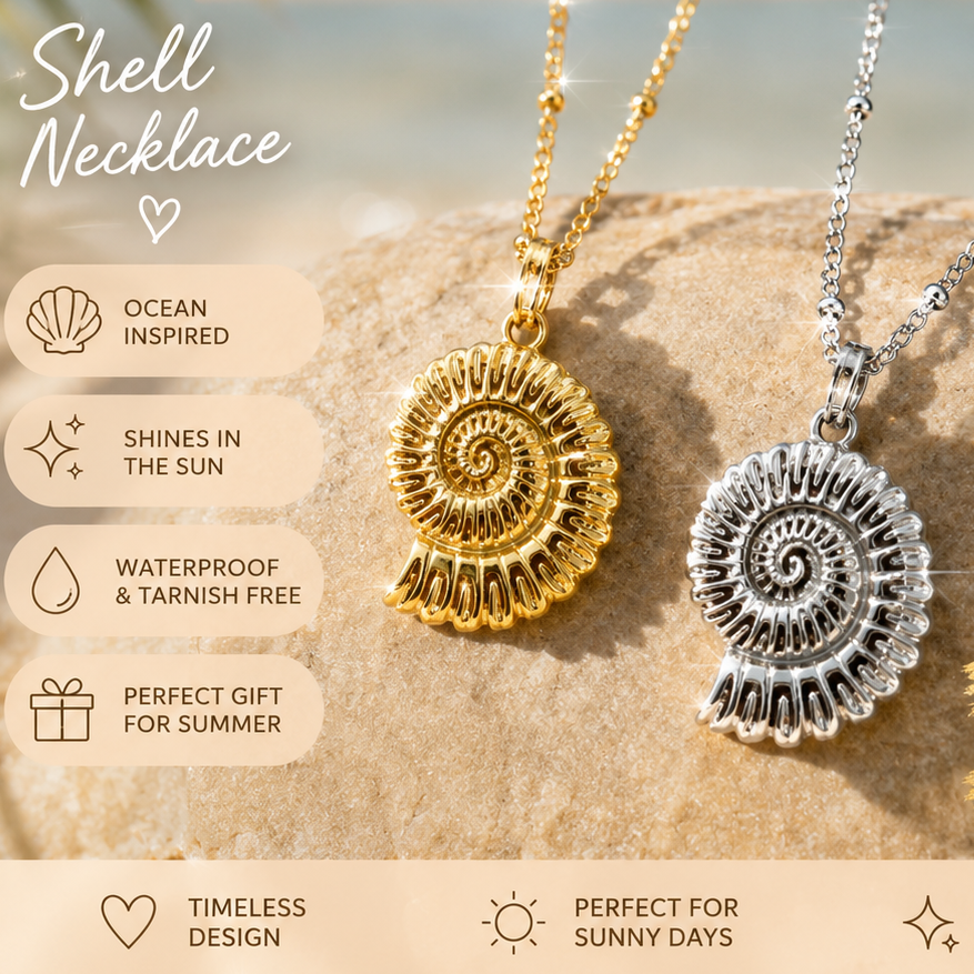 Denoon London Shell Pendant Necklace – gold-tone (shown with silver-tone) – view 1
