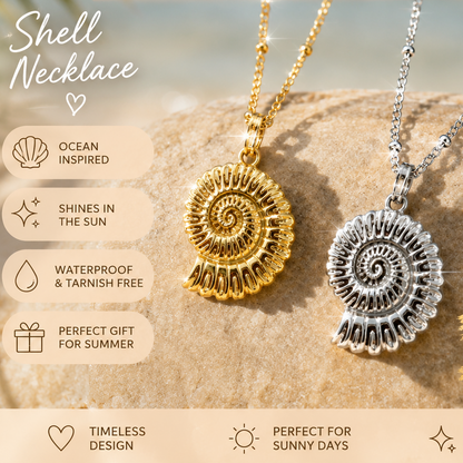 Denoon London Shell Pendant Necklace – gold-tone (shown with silver-tone) – view 1