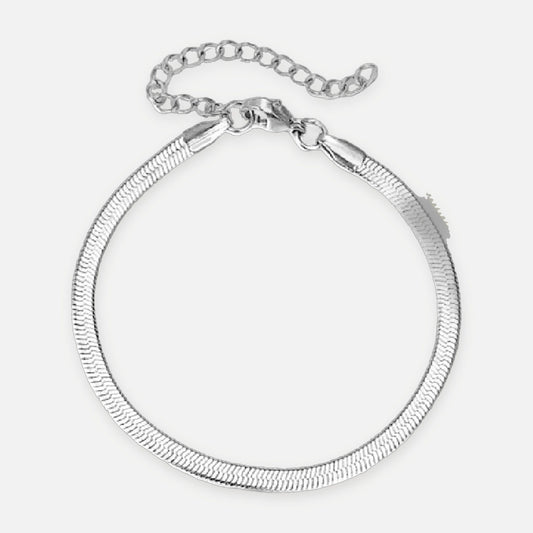 Denoon London Herringbone Snake Chain Bracelet, silver-tone – view 1