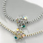 Denoon London Crystal Flower Bracelet with Diamanté – gold-tone (shown with silver-tone) – view 3