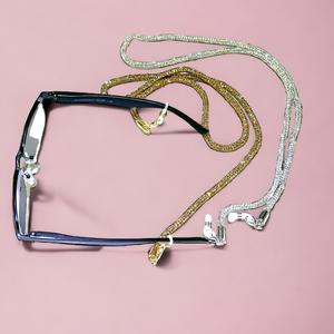 Denoon London Rhinestone Glasses Chain – silver-tone (shown with gold-tone) – view 2