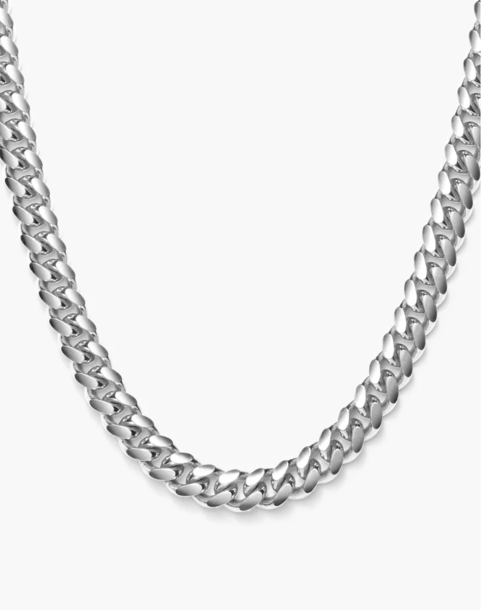Denoon London Cuban Link Chain Necklace 7mm, 55cm, silver-tone – view 2