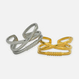 Denoon London Crossover Statement Ring – gold-tone (shown with silver-tone) – view 1