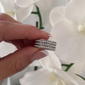 Denoon London Triple Row Crystal Statement Ring, silver-tone – view 1