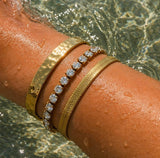 Denoon London Textured Stainless Steel Bangle, gold-tone – view 1