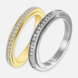 Denoon London Crystal Spinner Fidget Ring – gold-tone (shown with silver-tone) – view 1