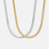 Denoon London Herringbone Chain Necklace 4mm, 45cm – gold-tone (shown with silver-tone) – view 1