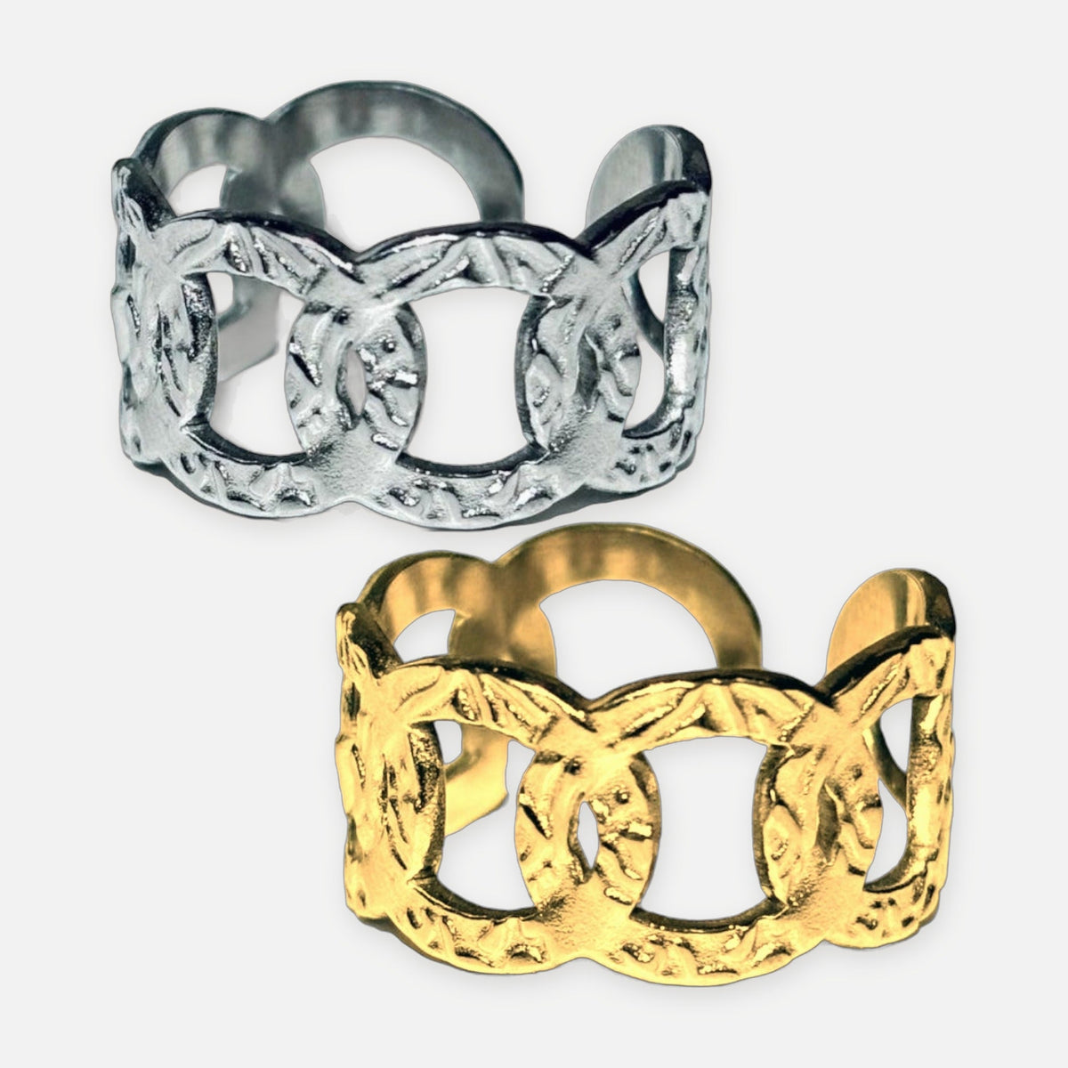 Denoon London Chain Link Ring – gold-tone (shown with silver-tone) – view 1