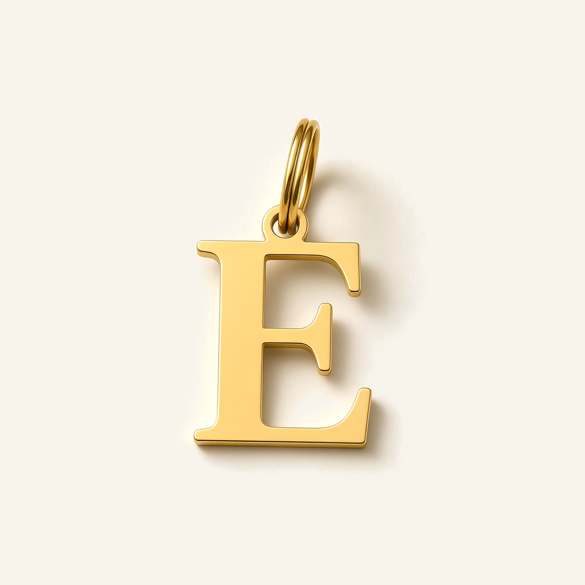 Denoon London Classic Initial necklace, letter E, gold-tone