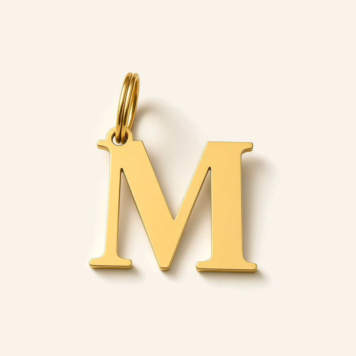 Denoon London Classic Initial necklace, letter M, gold-tone