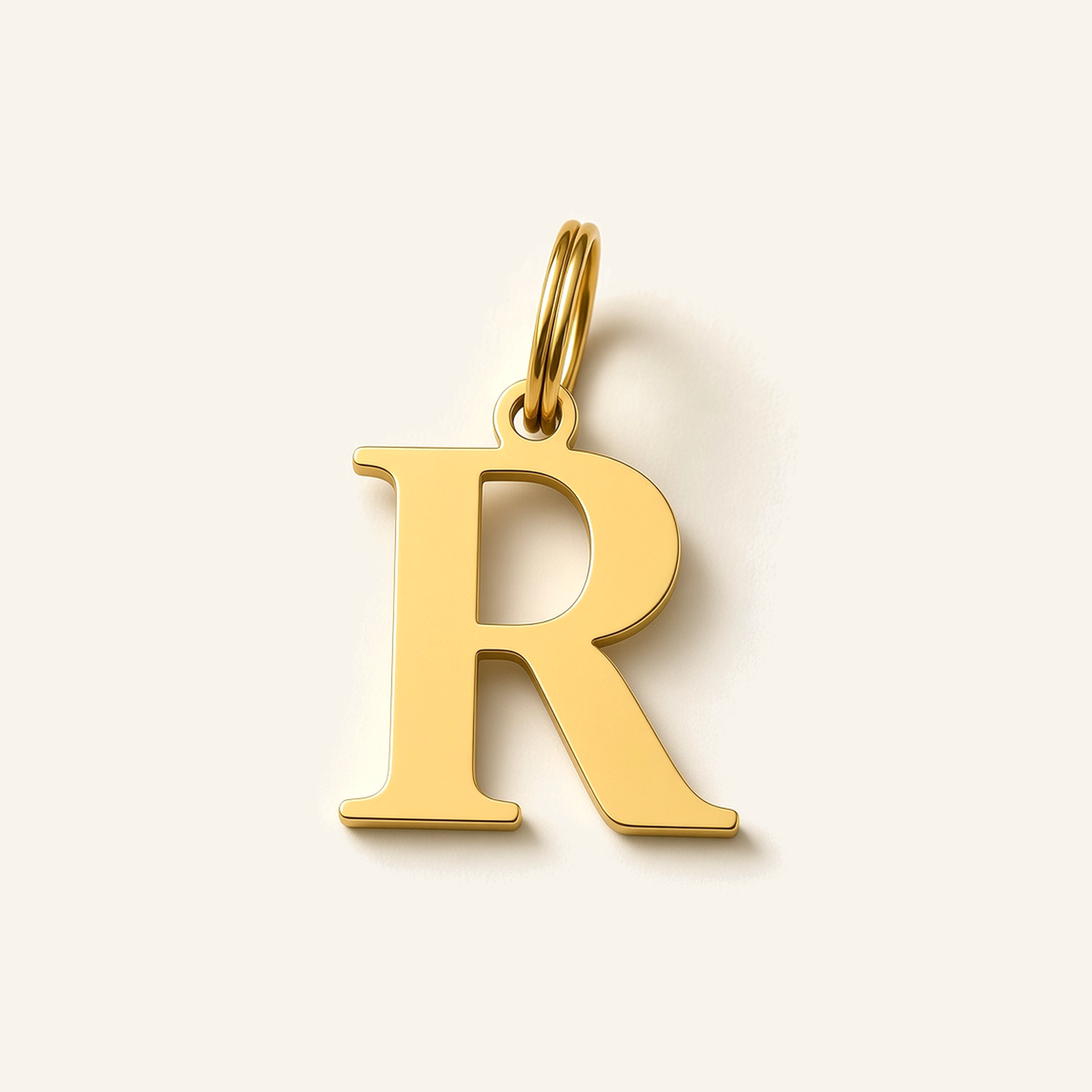 Denoon London Classic Initial necklace, letter R, gold-tone