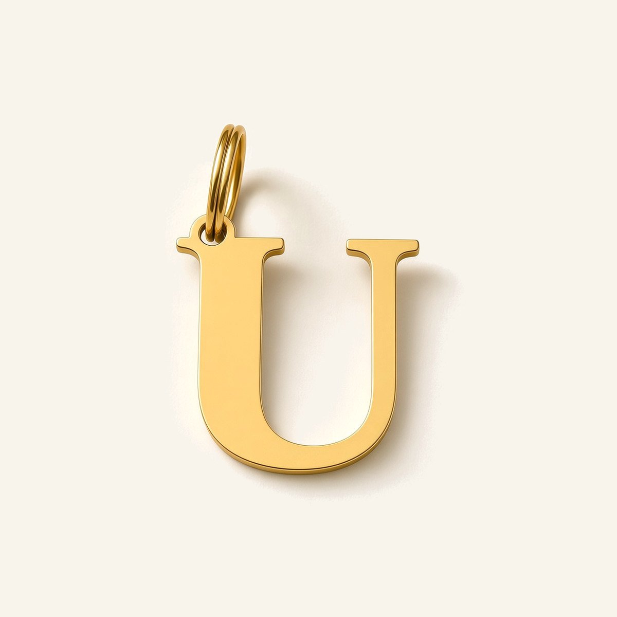 Denoon London Classic Initial necklace, letter U, gold-tone