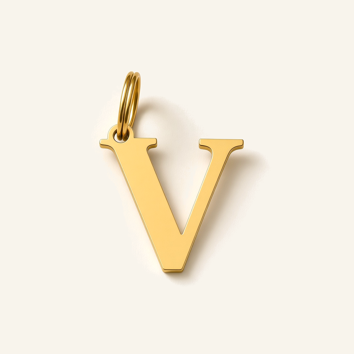 Denoon London Classic Initial necklace, letter V, gold-tone