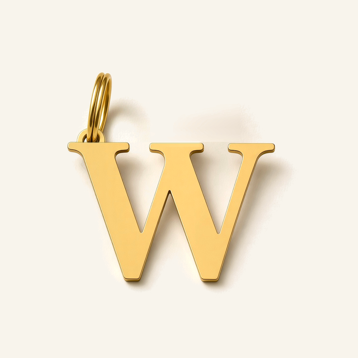 Denoon London Classic Initial necklace, letter W, gold-tone
