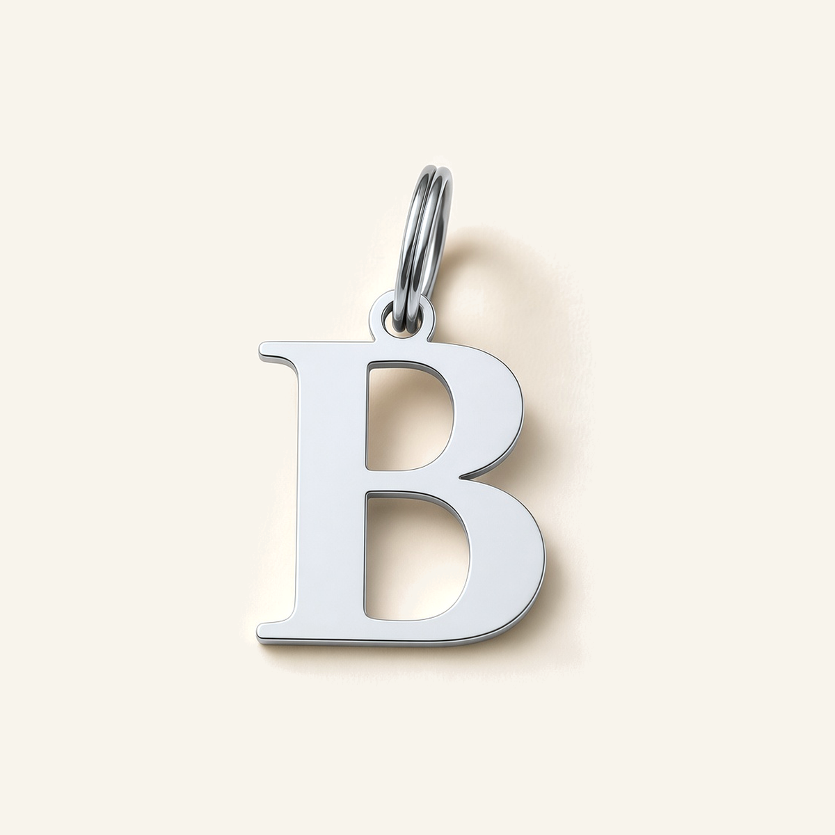 Denoon London Classic Initial necklace, letter B, silver-tone