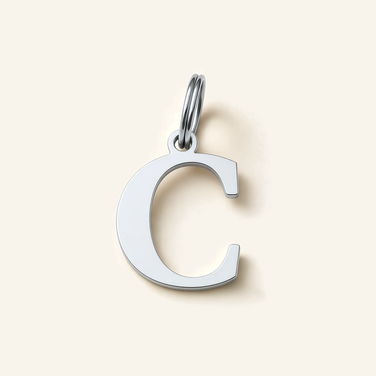 Denoon London Classic Initial necklace, letter C, silver-tone