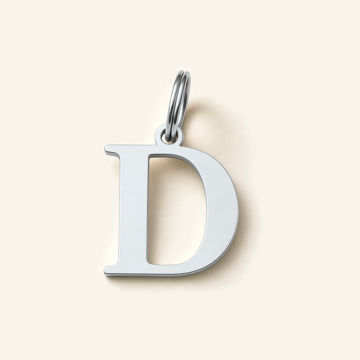Denoon London Classic Initial necklace, letter D, silver-tone